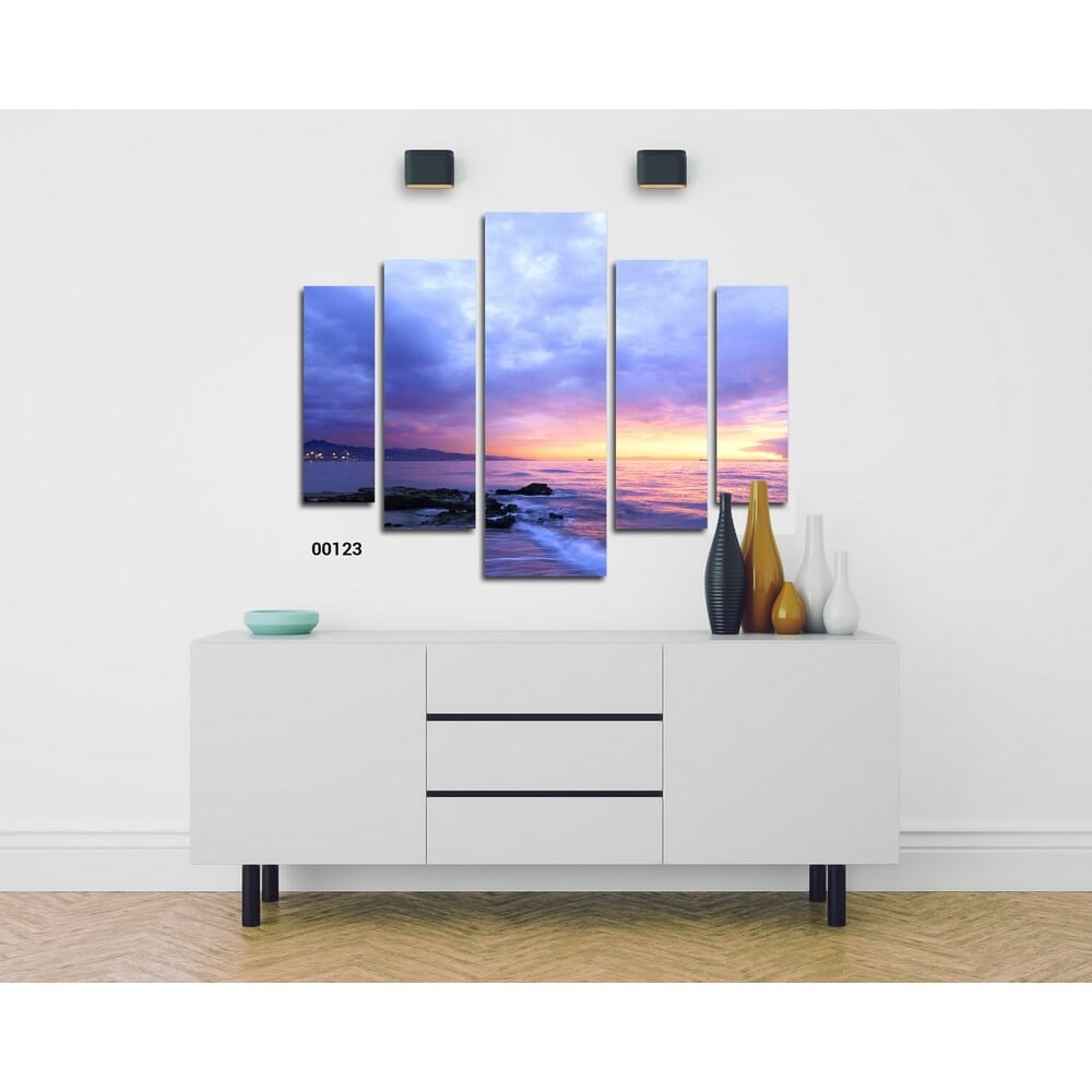 Five (5)Pieces Modern HD Printed Home Decor Wall Art Framed Beach Sri