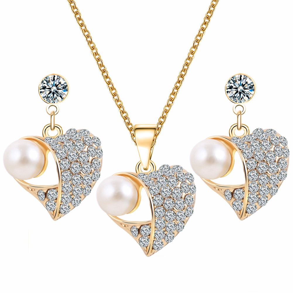 Women Fashion Faux Pearl Rhinestone 