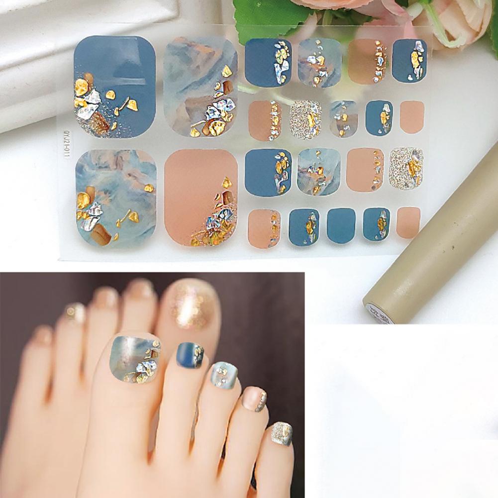 【Hannah Martin Official Store】Set Toe Nail Stickers Toe Nail Stickers Toe Nail Self-adhersive Nail Art Women Manicure Toenail Wraps Stickers. 