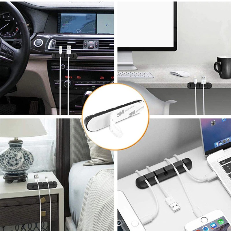 Cable Organizer Silicone USB Cable Winder Desktop Tidy Management Clips Cable Holder. 