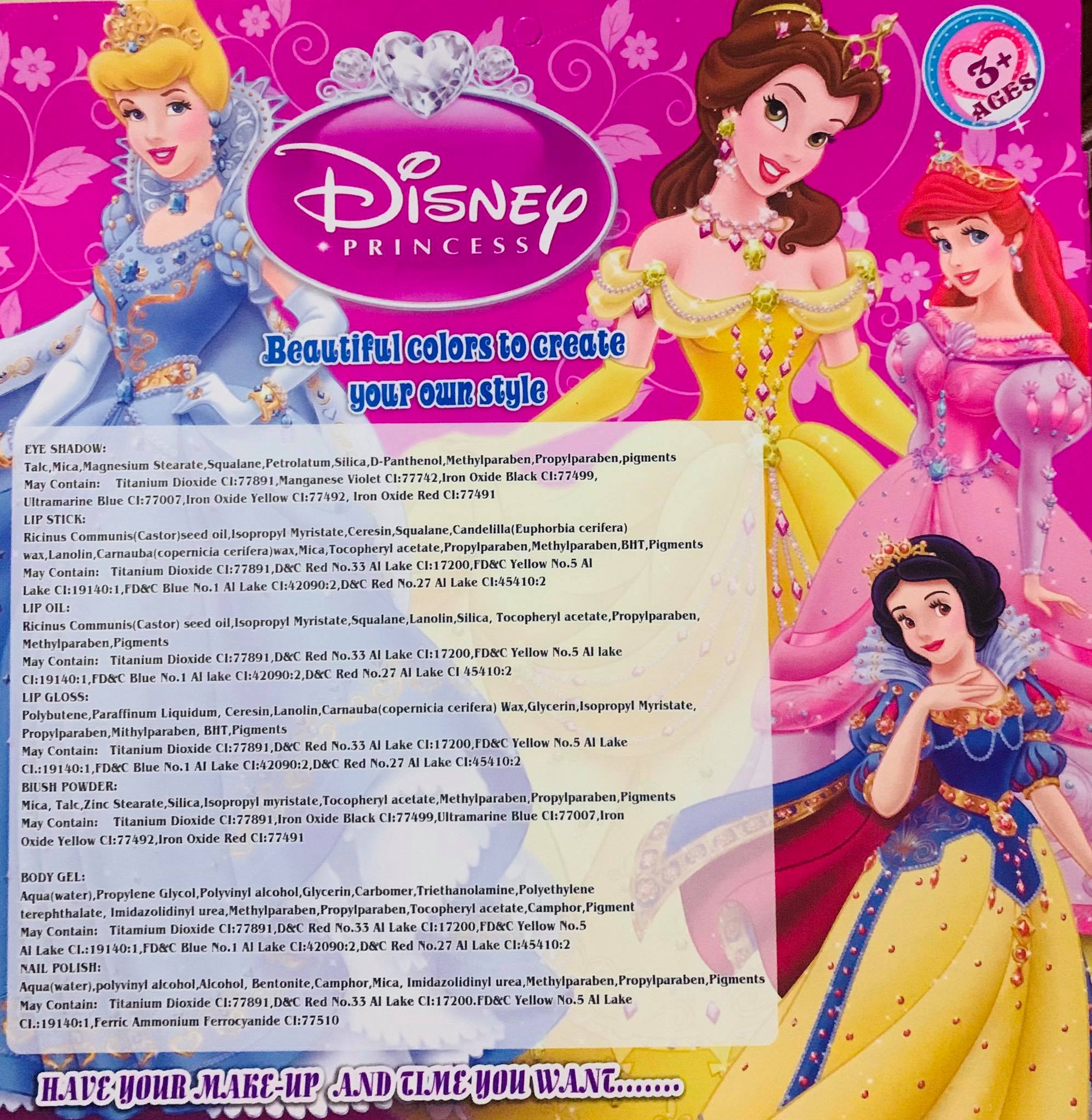 Disney Princess Kids Makeup Set Simulation Cosmetics Set Pretend Girls Makeup Toys Pink Non-toxic Plastic Make up Toys Play House Toys 4.8. 