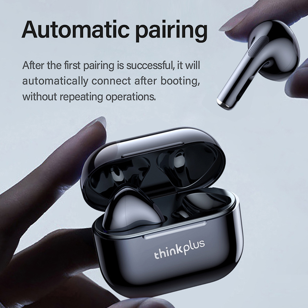 Lenovo LP40 Black Wireless Earbuds TWS Live Pods Bluetooth 5.0 Stereo Bass Earphone Touch Control with Mic. 