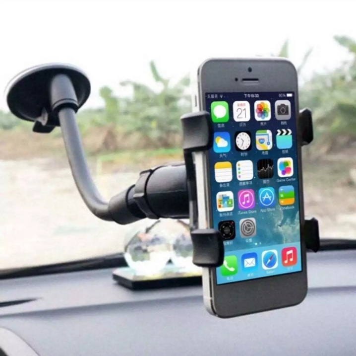 360 Rotation Long Neck Car Holder Mount Stand One Touch Flexible Phone