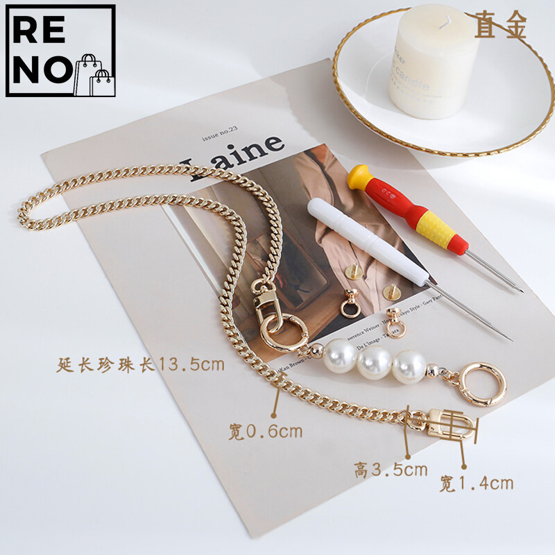 Applicable To Coach Pencil Case DIY Replacement and Transformation of Pearl Chain Accessories of Armpit Bag Gucci Small Cylinder Bag Modified Shoulder Strap Handbag Belt Replaceable Bag Accessories 73cm. 