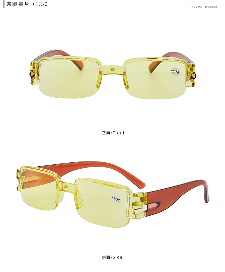 Eye Power +2.5 Reading Glasses Zoom Glasses Half-rim Frame Eyeglasses Reading Lens Glass Reader Glass H-1-3G +2.5 Yellow-160 L. 