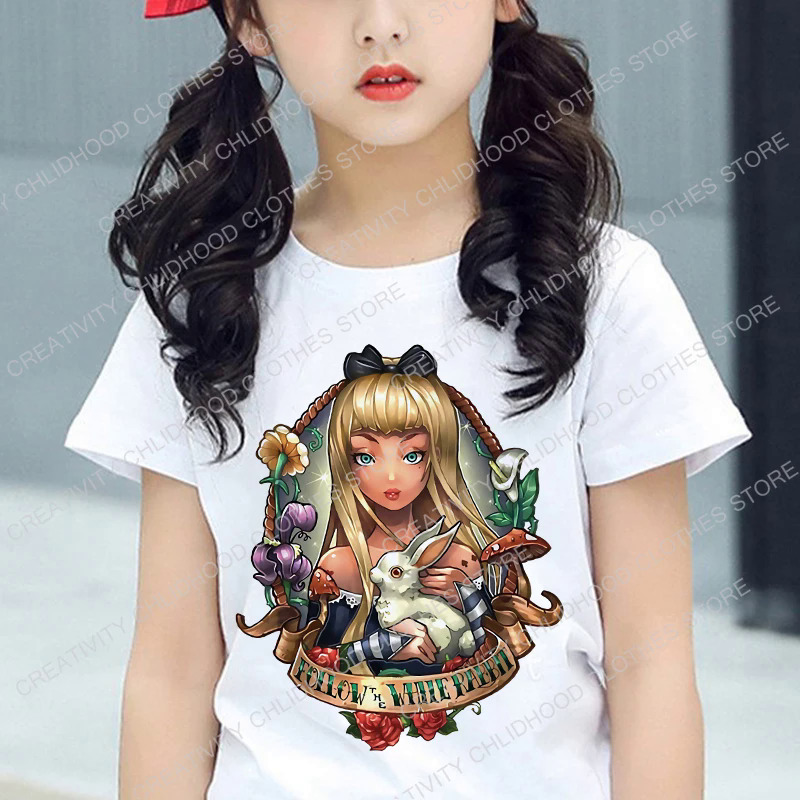 2022 Summer New Disney Princess Bad Girl Children's T-Shirt Clothes Kawaii Anime Cartoons Kid Boy Girs T Shirts Casual Tops Tees. 