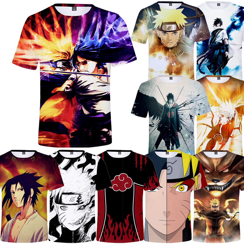 Naruto Uchiha clan T shirt men anime T shirts new summer short sleeve o-neck cotton Uchiha Sasuke T-shirt tops