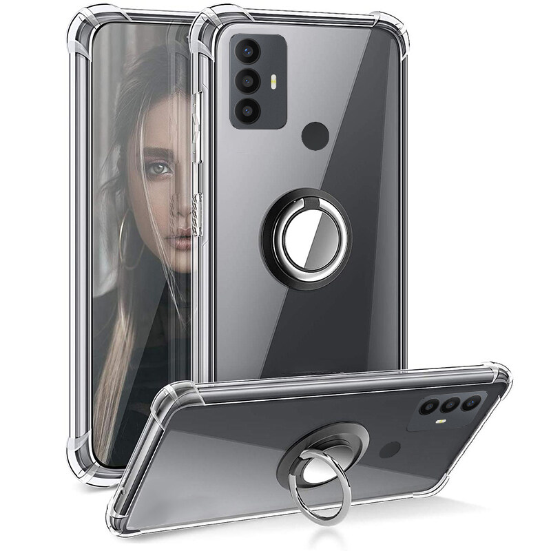 Casinglee For TCL 30 SE / TCL 305 Case Soft Clear Transparent Protector Shockproof Car Magnetic Holder Ring Back Cover TCL 305 / TCL 30 SE Phone case. 