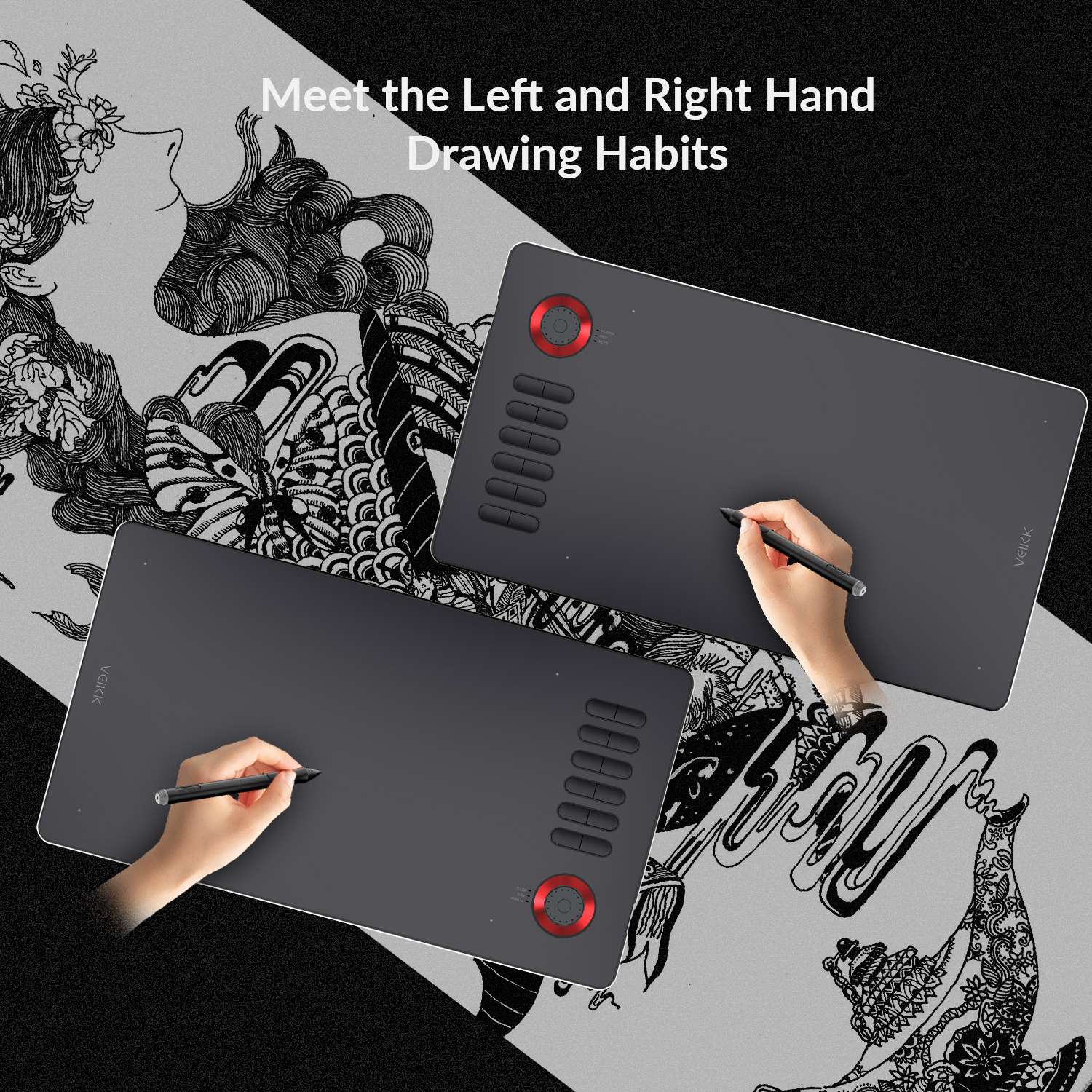 (VEIKK Official store) VEIKK A15PRO Graphics Drawing Tablet 8192 Pressure Sensitivity 10 x 6 inch Large work area Digital Drawing Pad with Passive Stylus 12 Hotkeys with a Scoll Wheel 4 color to choose. 