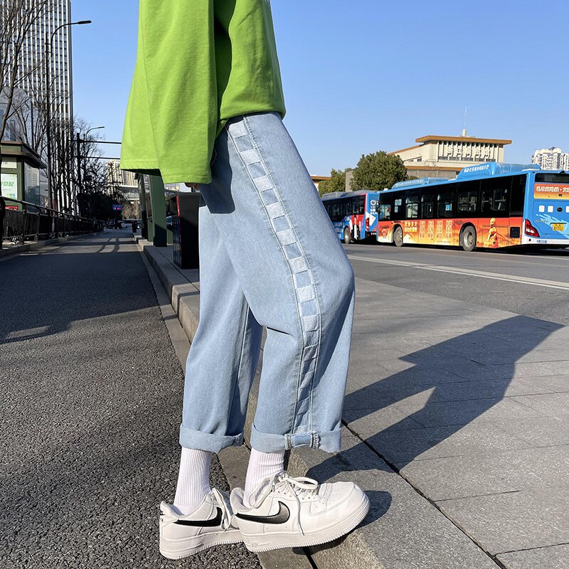 2022 Vaqueros de patchwork con bloques de color para hombre Azul XL In  Pantalones Online Store. Best For Sale | Lovelyerica.com