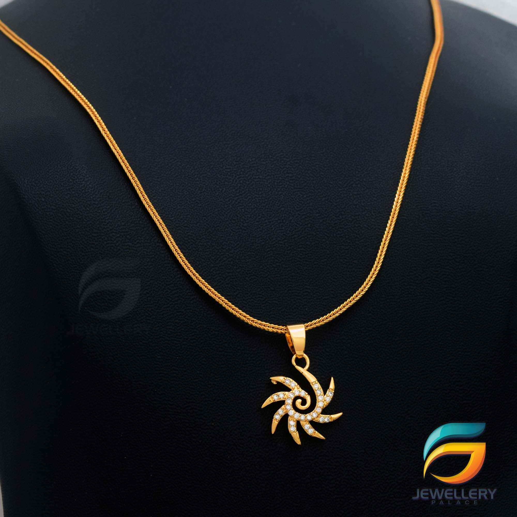 Gold Normal Pendant Design Unique Plain Design Gold Pendant Chain