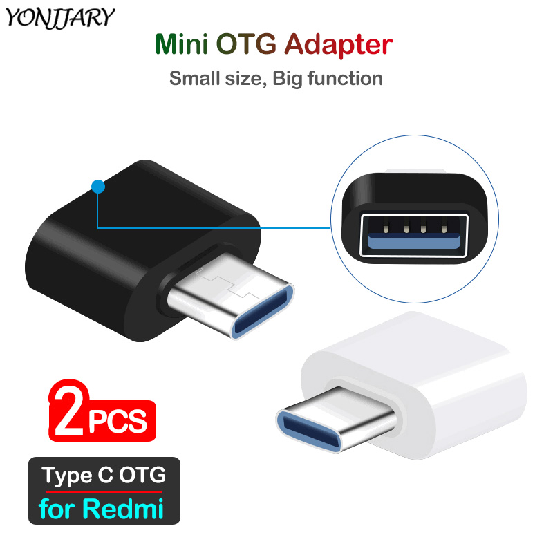 【Huaxiacuye8718】2Pcs Type USB OTG Adapter for Redmi Note 8T 7 8 9 Pro Max USB-C OTG Connector for Redmi 8 8A K20 K30 Pro 5G. 