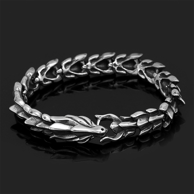 Hip Hop Keel Bracelet for Men Vintage Alloy Dragon Charm Fashion Accessory. 