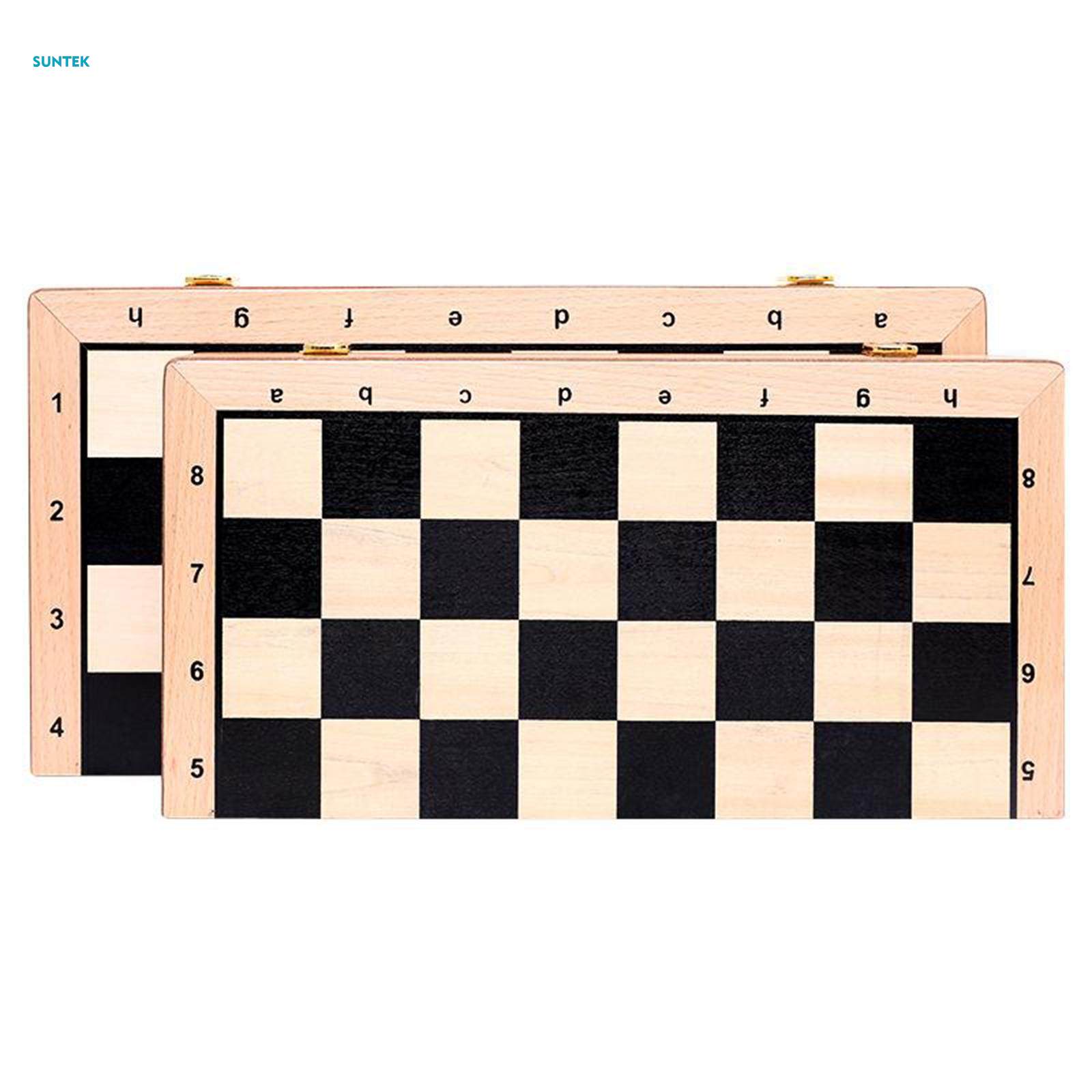 Wood Board Game Set Classic Collection Chess Set Foldable Storage Case. 