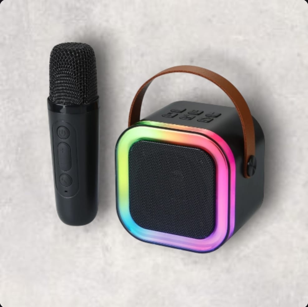 K12 Mini Karaoke Machine With Wireless Microphone, Portable Wirrless Speaker With Party Lights Speaker Bluet. 
