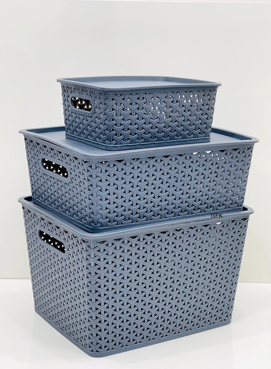 Multipurpose Solitaire Storage Basket with Lid 3 Sizes/ 3pcs or 1pcs