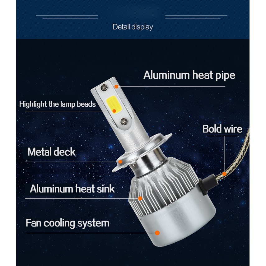 2piece H4 8000K white light LED car headlight car LED headlight headlight fog light headlight. 