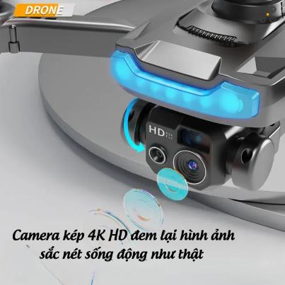 High-end drone flycam P15 pro dual camera 4k full HD, Wifi connection from phone transmits from a distance of 500m, anti-collision sensor. 