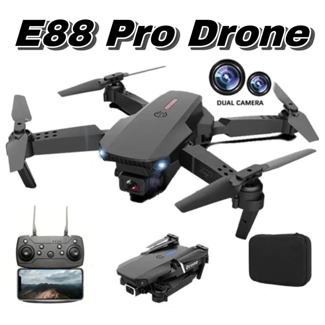 E88 Pro Dual-Camera Drone 4k Profesional HD 4k Rc Airplane Drone  Dual-Camera Wide-Angle Head Remote Quadcopter Airplane Toy Helicopter. 