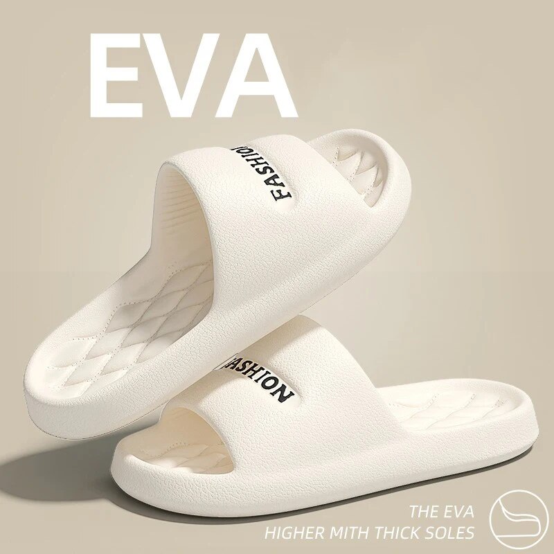 【WEJA】Fashion Summer Eva Slippers Summer Women Thick Soles Non-slip Home Indoor Outdoor Couple Slippers Bath Flip Flops. 