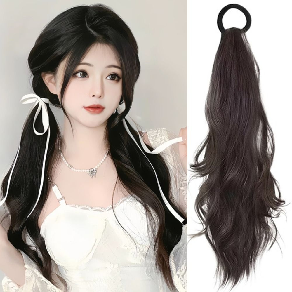 Heat Resistant Ponytail Hairpiece - 50cm Length, Brown/Black Colors. 