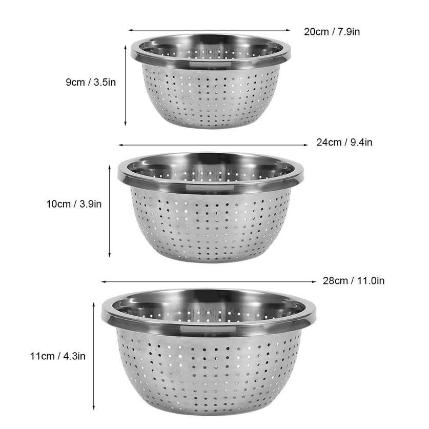 3Pcs/Set Rice Sieve Vegetables Washing Filter Strainer Drainers Cleaning Gadges. 