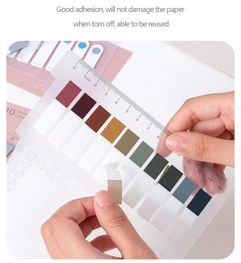 RHS Online 200 Sheets 10 Colors Morandi Combination PET Sticky Notes Set Memo Pad Lable Sticker Bookmarks Notepad Sticky Index. 