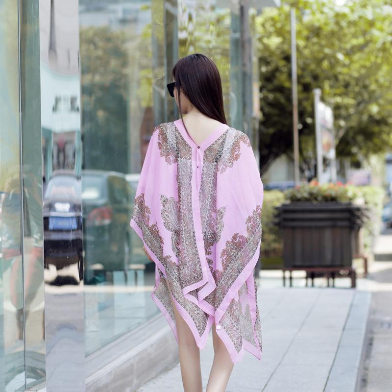 Women Summer Sunscreen Chiffon Beach Shawl Scarf. 