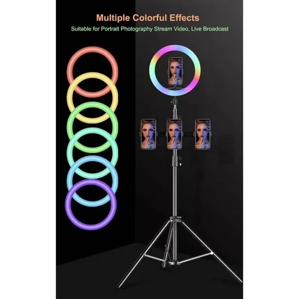 RGB LED Ring Light MJ33 Multiple Colorful Effects Suitable For Portrait Photography, Stream Video, Live Broadcast Colorful Creative Photography Ring Lights. 