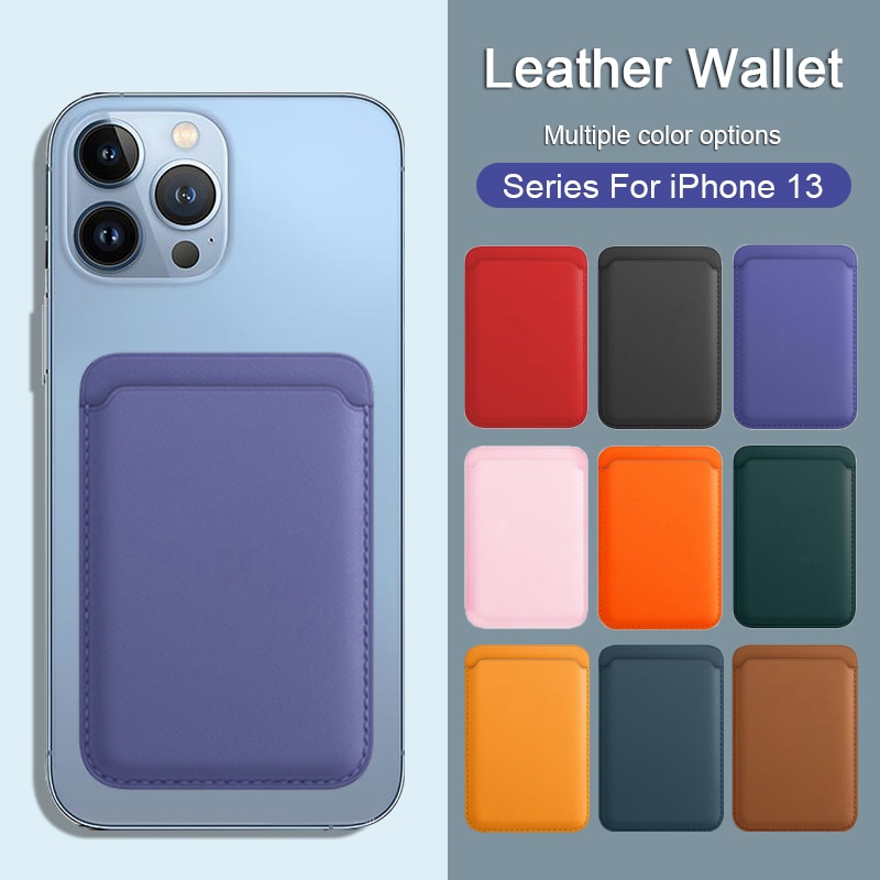 【ThinkWay】For Magsafe Magnetic Leather Wallet Card Bag For iPhone 13 12 11 Pro XS Max Mini XR X 7 8 Plus SE Magnetic Adsorption Back Case. 