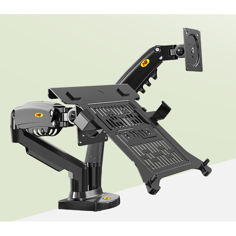 Desktop NB F160 + FP-2 Gas Spring Dual Arm for 17-27 Monitor Holder + 10-17 Laptop Support Air Press Mount Stand Load 2-9kg. 