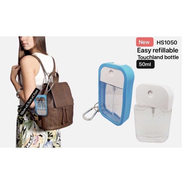 50ml Touchland Style Spray Bottle silicone with keychain Twist Open Refillable COMPLETE SET/A01025. 