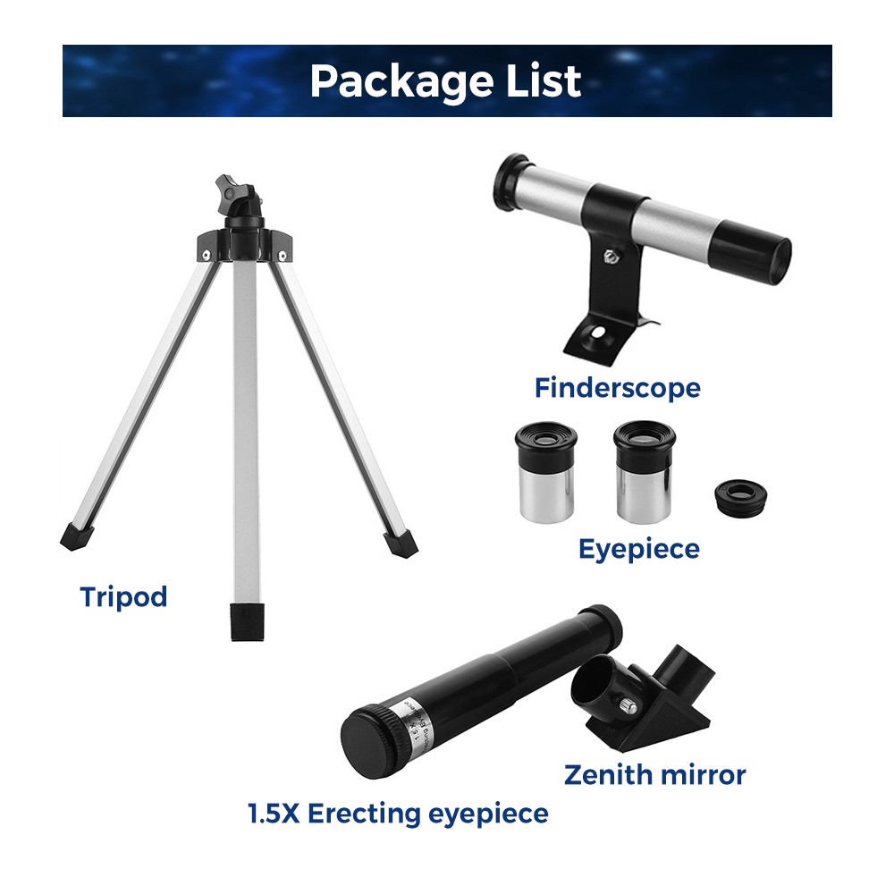 Erchu Astronomical Mirror with 90x Band Viewing Binocular and Tripod - silver. 