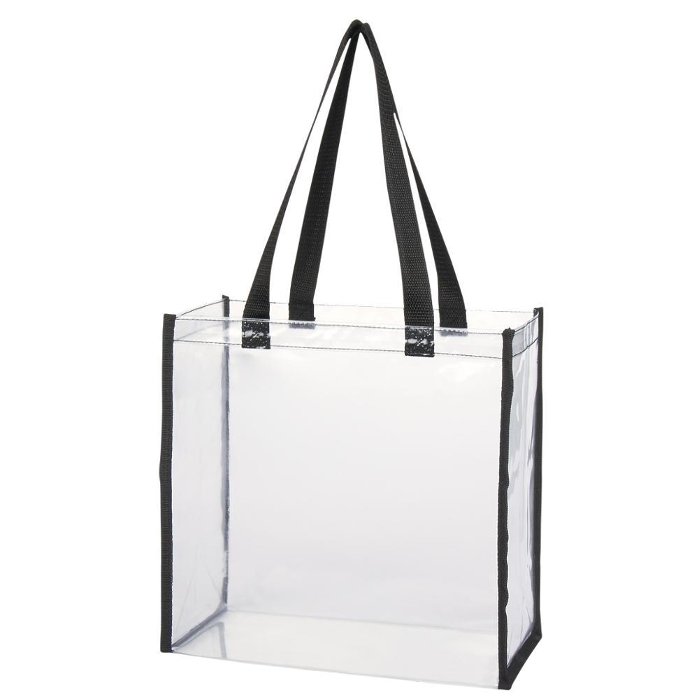 Clear Tote Bags 12 x 12 x 6, PVC Plastic Tote Bag With Handles for