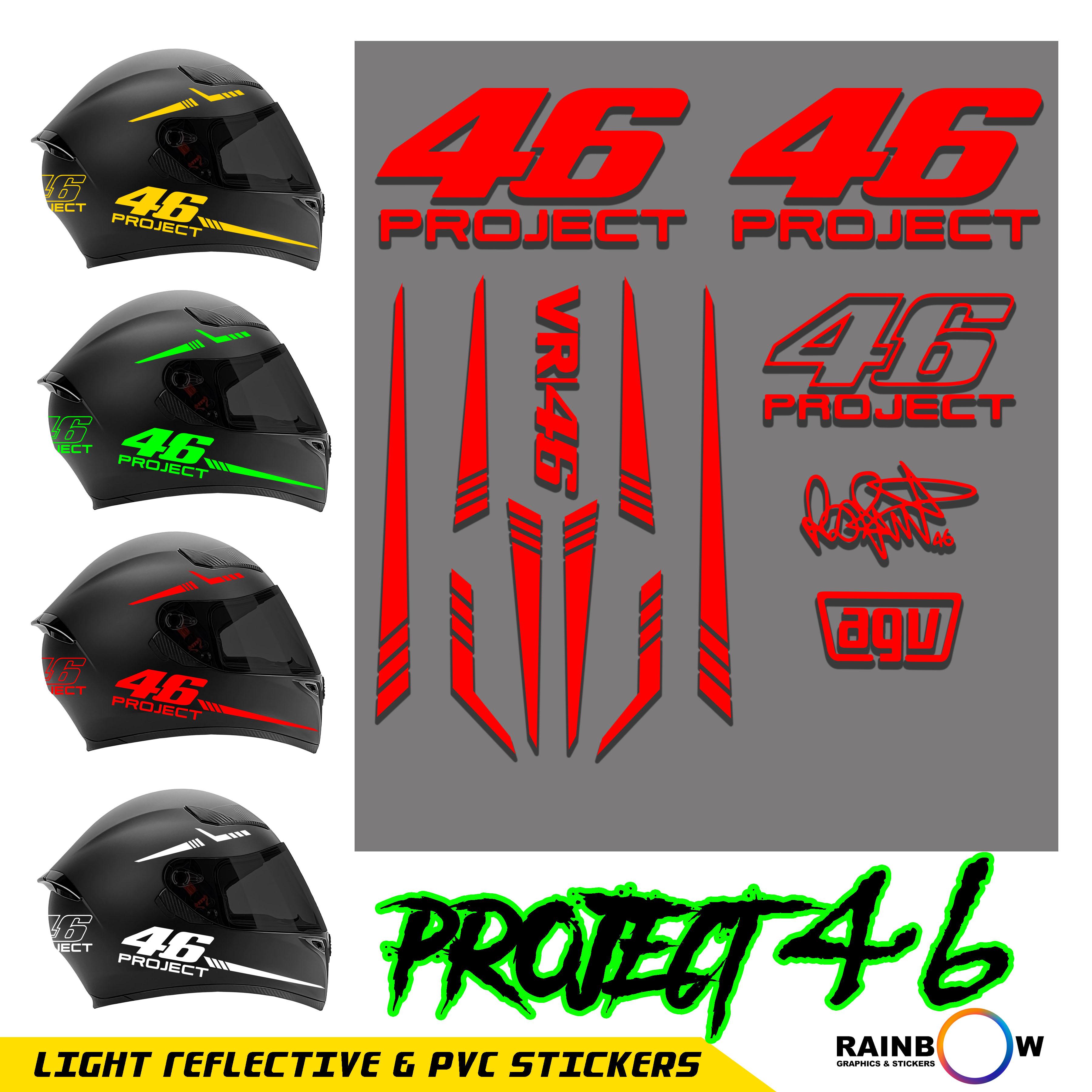 PROJECT 46 Stickers For  Helmet. 