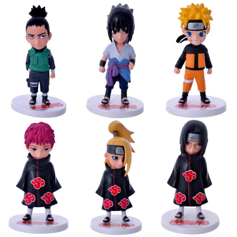 naruto 11 Naruto Q versions, 6 full sets of doll ornaments, Akatsuki organization Naruto, Sasuke, Hinata, Sakura model toys Action Figures. 