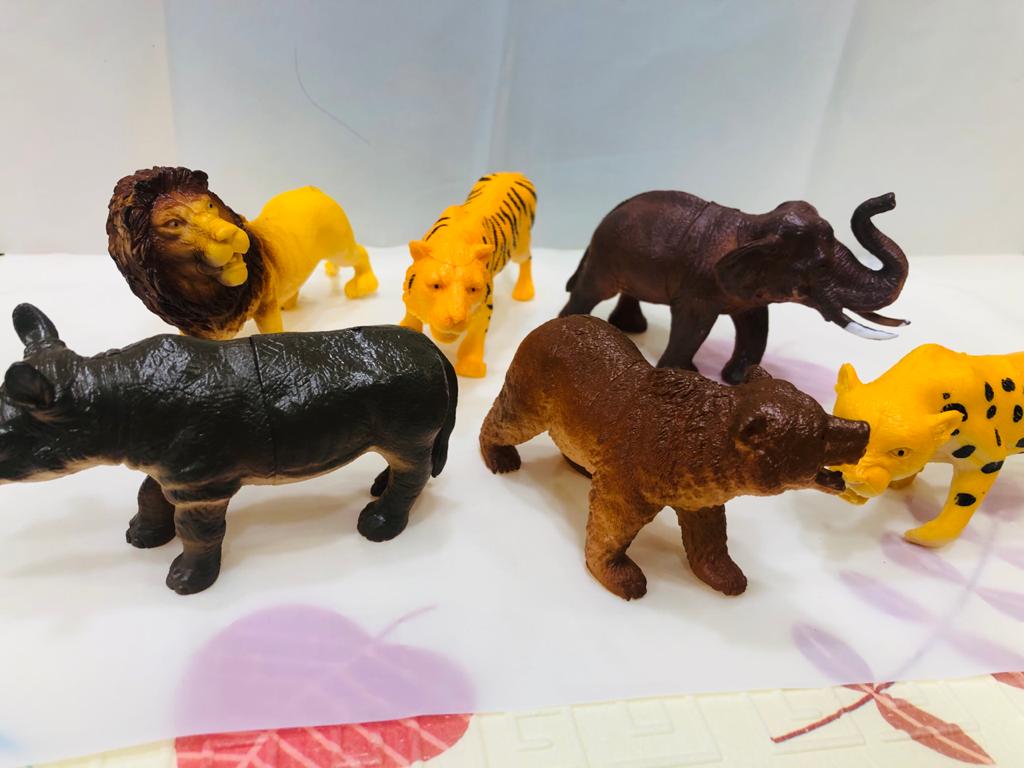Good Quality Rubber Animals Toy 6 Pieces Set Kids Playing Rubber Toys Educational Toys for Kids Wild Animal Rubber Toys. 