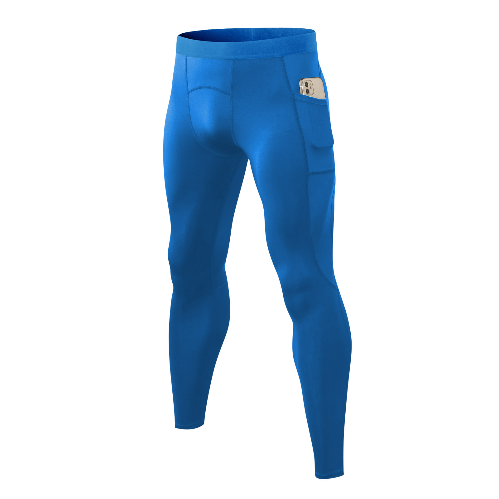 LATS Store】Blue XXL Men Compression Pants Elastic Waist Side