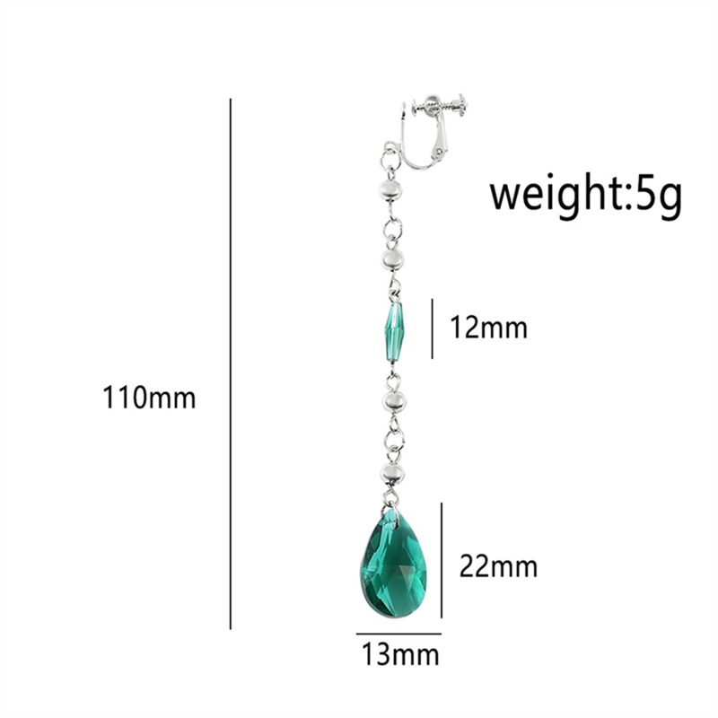 【IKE】Anime Vivy Fluorite Eye's Song Cosplay Vivy Earring Ear Clip 1 Pieces Long Green Gem Earclip Costume Accessory Cosplay Prop Gift. 