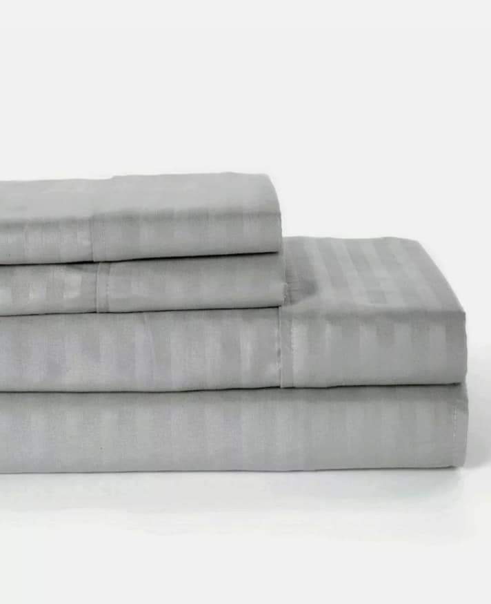Egyptian Cotton Striped Bedsheet  / Hotel Bed Sheets and Pillow Case / King Size / Flat Sheet. 