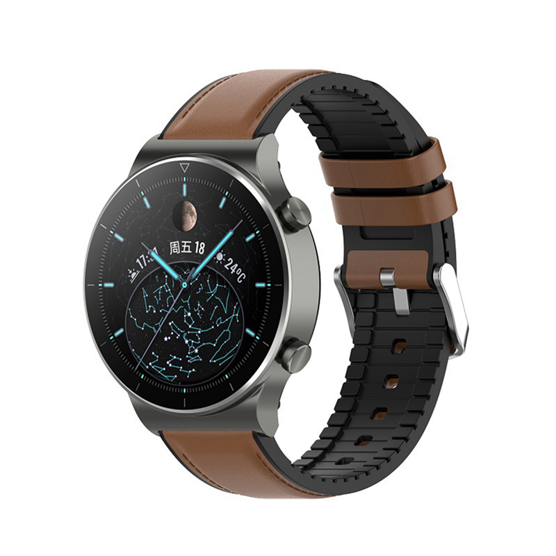 2X Leather Watchband Strap for Huawei Watch GT2 Pro Bracelet Band 22mm Wristband for Huawei WATCH Gt 2 Pro Brown. 