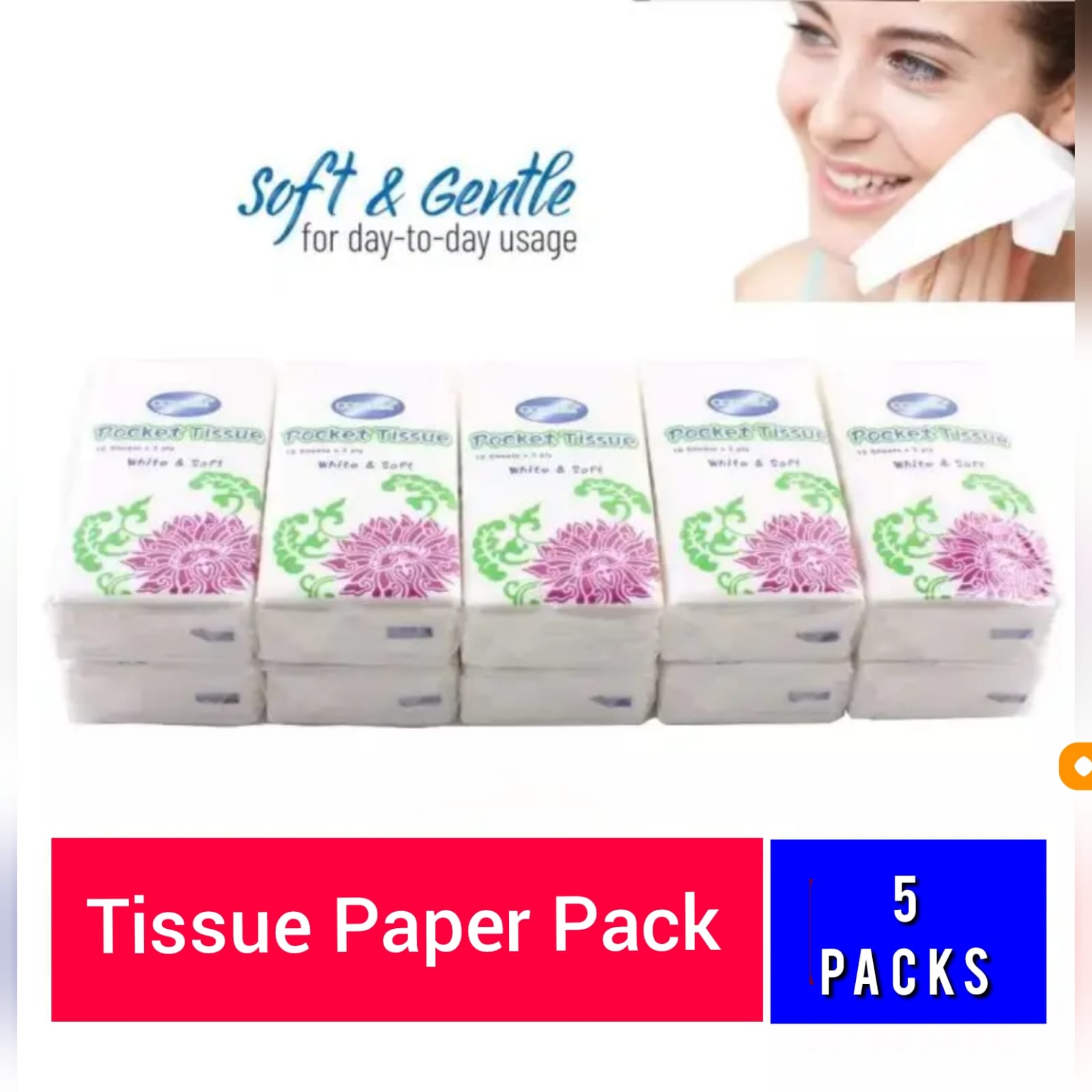 5 Pocket Tissues Packs Mini Portable Handkerchief Pulp Paper Pocket ...