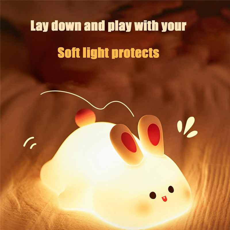 Big Face Rabbit Light LED Portable Rechargeable Bunny Lamp Night Light for Baby Nursery USB Dimmable Rabbit Night Lamp. 