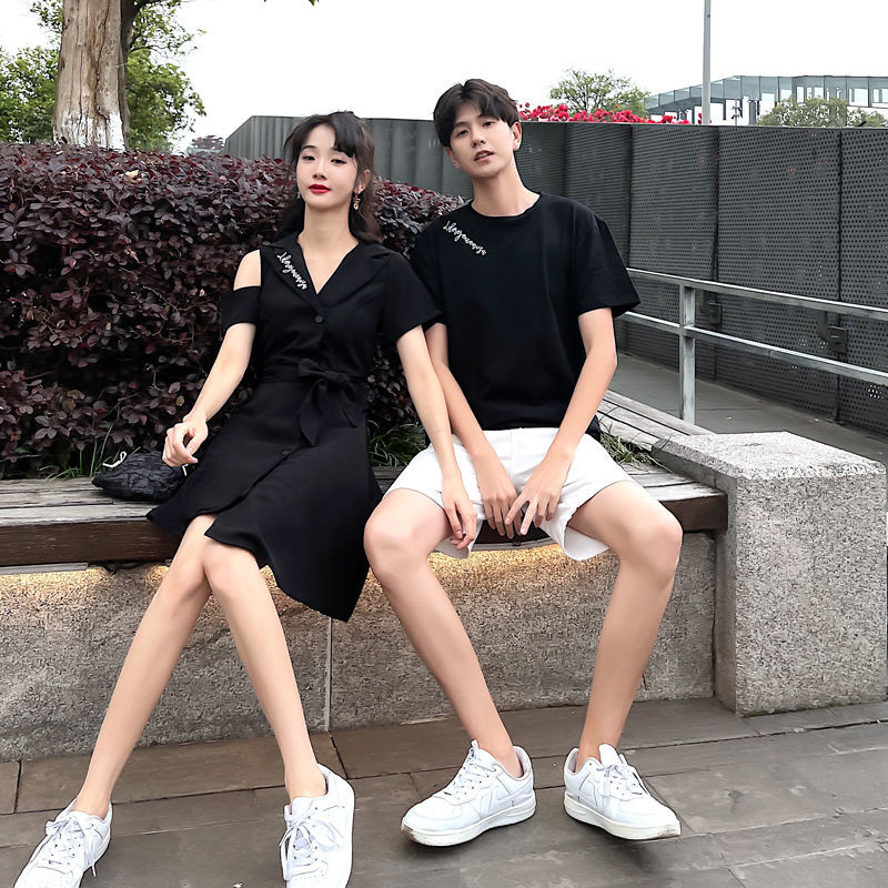 Couple's Clothing Suit Summer Clothes One Dress New Trendy French Slimming Dress Design Sense roora Skirt. 