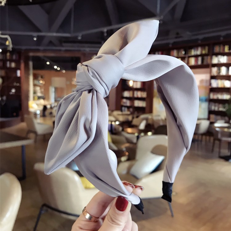 1Pc Korean Bow Wideneck ted Headband Fabric Solid Color Hairband Hair Hoop  Simple Head Hoop Hair Accessory Headress. 