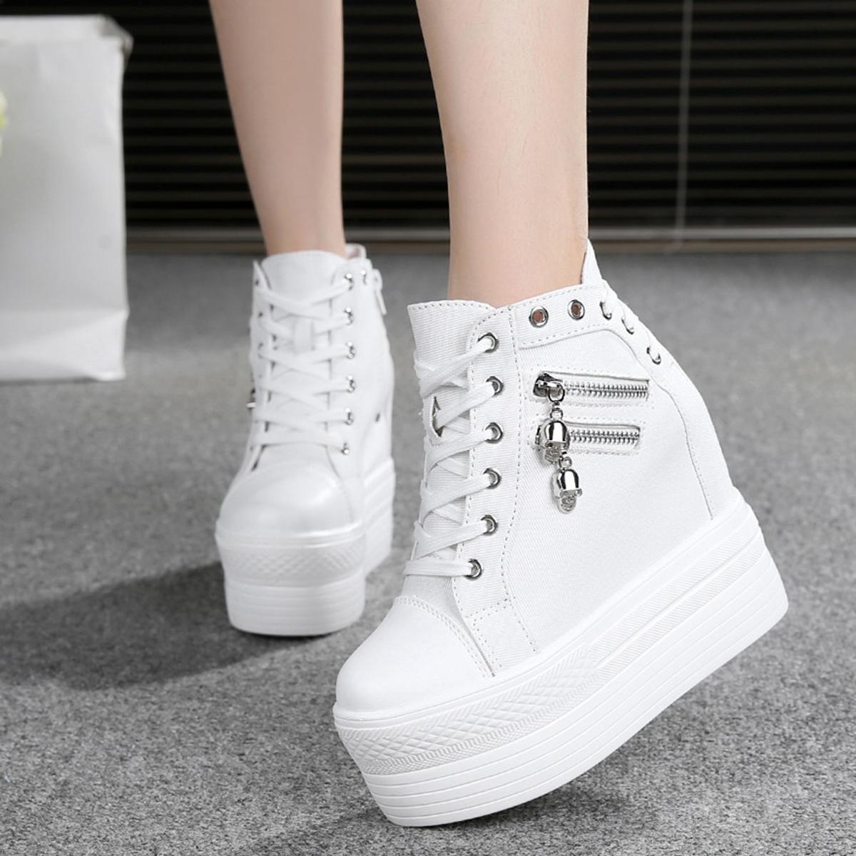 Korean Style Women's Shoes Casual Shoes Super High Heel Lace-up
