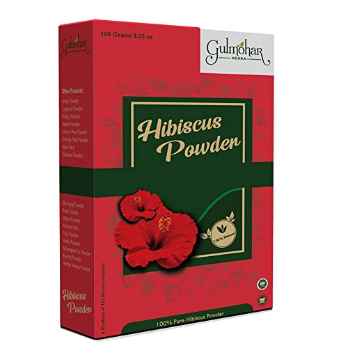 Gulmohar 100% Pure Organic Hibiscus Flower Powder For Hair care And Skin care - 100g (FROM INDIA) JEZ
