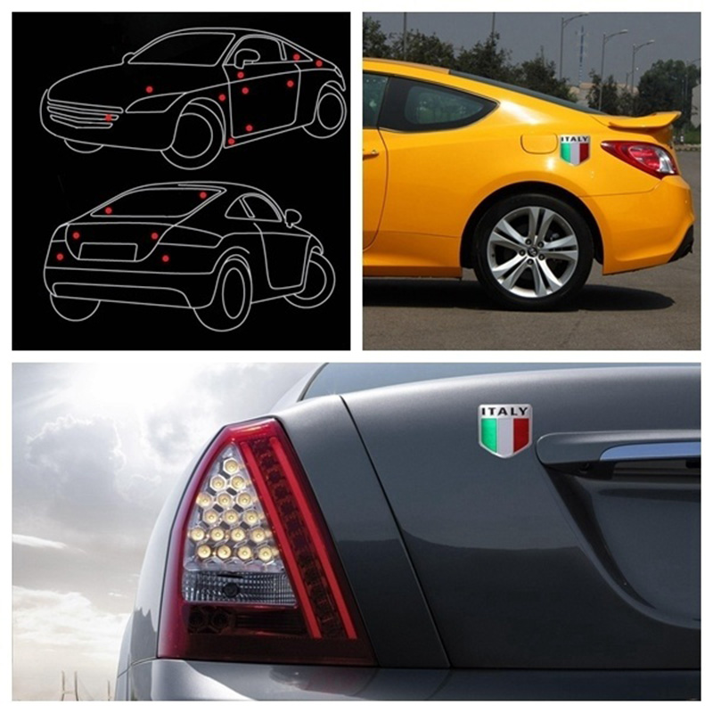 Aluminum 3D Metal ITALY Italian Flag Sticker Emblem Badge Decal Car Decorate. 
