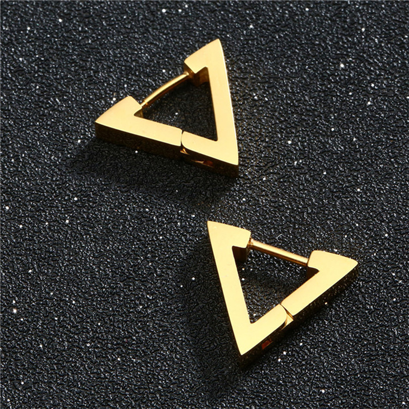 Triangle Earrings for Men Stud Earrings Titanium Steel Hoop Earrings Geometric Punk Hip Hop Personality Earrings Party Jewelry Gift. 