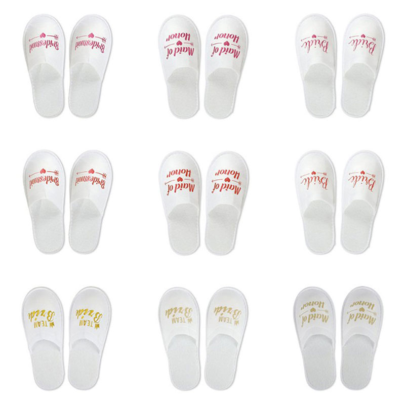 【WEJA】1Pair Bride Wedding Decoration  Bridesmaid Party Slippers  Ladies Party Supplies. 